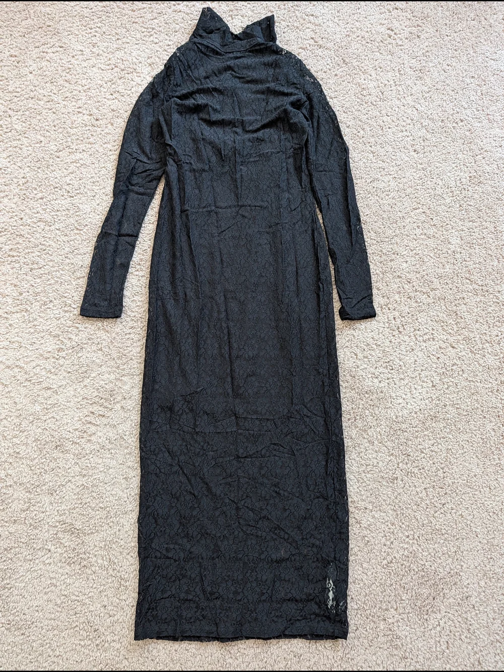 Abercrombie & Fitch Womens Black Bodycon Long Sleeve Lace Maxi Dress Size Small